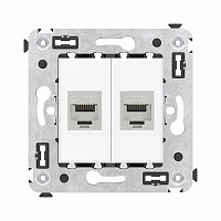 DKC Компьютерная розетка RJ-45 без шторки в стену, кат.6А двойная экранированная, "Avanti", "Белое облако"