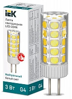 IEK Лампа LED CORN капсула 3Вт 12В 4000К керамика G4