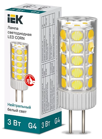 IEK Лампа LED CORN капсула 3Вт 12В 4000К керамика G4