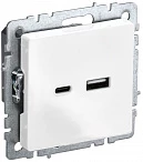 IEK BRITE Роз. USB A+C 18Вт РЮ11-1-БрБ бел.