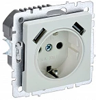 IEK BRITE Роз. с з/к/ш 16А с USB A+A 2,1А РЮш10-1-БрЖ жемч.