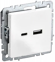 IEK BRITE Роз. USB A+C 18Вт РЮ11-1-БрБ бел.