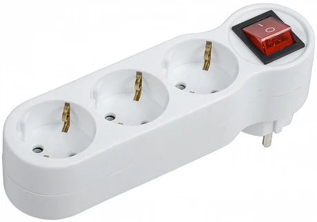 IEK Тройник Т-01/03В 3 места 2P+PE 16А с выкл. белый