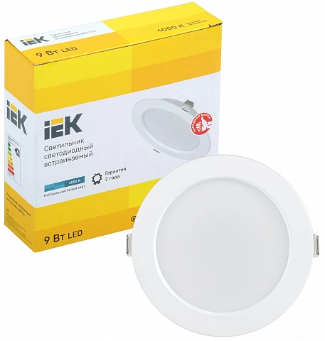 IEK Светильник LED ДВО 1612 белый круг 9Вт 4000К IP20