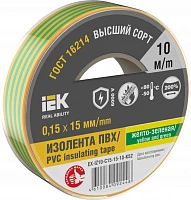 IEK Изолента 0,15х15мм желто-зеленая 10м