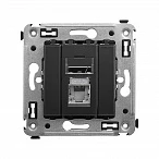 DKC Компьютерная розетка RJ-45 в стену, кат.5e одинарнаяэкранированная,"Avanti", "Черный матовый"