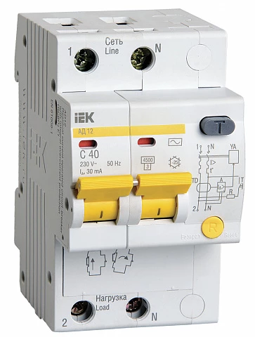 IEK KARAT Дифференциальный автоматический выключатель АД12 2Р 40А 30мА
