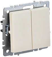 IEK BRITE Выключатель 2-клавишный проходной 10А ВС10-2-6-БрКр бежевый