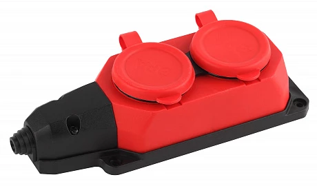 ЭРА K-2e-RED-IP44 Красная Колодка каучуковая с/з 2гн 16A