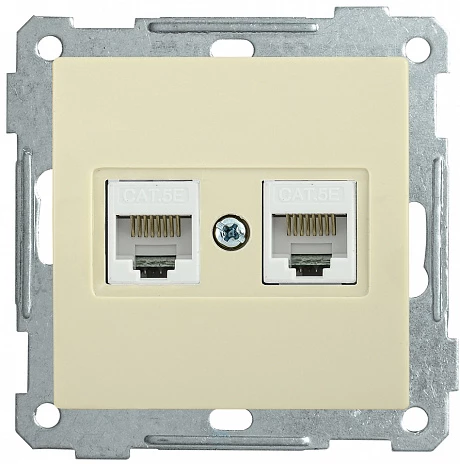 IEK РK10-2-Б Розетка 2-ая комп. RJ45 Cat5e BOLERO кремовый