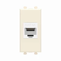 DKC Компьютерная розетка RJ-45 без шторки модульная, кат.6А, "Avanti", "Ванильная дымка", 1 модуль