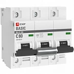 EKF Basic ВА 47-100 Автоматический выключатель  (С) 3P  80А 10kA