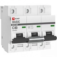 EKF Basic ВА 47-100 Автоматический выключатель  (С) 3P  80А 10kA