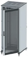 DKC Напольный 19" IT-корпус ДКС серии CQE 42U 600х2000х600, двери стекло+сплошная, панели для крыши, кабельный ввод, RAL7011/7035