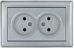 IEK РС20-1-0-БС Розетка 2-ая без з/к 10А BOLERO серебряный