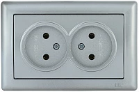 IEK РС20-1-0-БС Розетка 2-ая без з/к 10А BOLERO серебряный