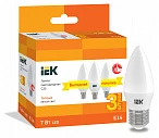 IEK Лампа LED C35 свеча 7Вт 230В 3000К E14 (3шт/упак)