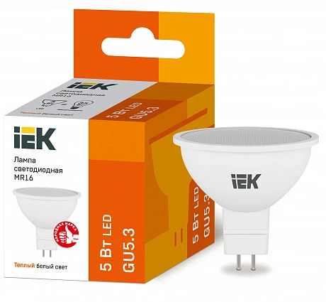 IEK Лампа светодиодная ECO MR16 софит 5Вт 230В 3000К GU5.3