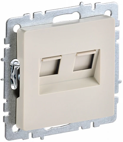IEK BRITE Розетка компьютерная двойная RJ45 кат.5E РК10-2-БрКр бежевый