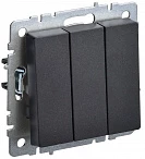 IEK BRITE Выключатель 3-клавишный 10А ВС10-3-0-БрЧ черный