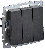 IEK BRITE Выключатель 3-клавишный 10А ВС10-3-0-БрЧ черный