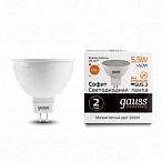 Gauss Лампа Elementary MR16 5.5W 430lm 3000К GU5.3 LED