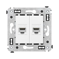DKC Компьютерная розетка RJ-45 без шторки в стену, кат.5е двойная, "Avanti", "Белое облако"