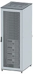 DKC Напольный 19" IT-корпус ДКС серии CQE 38U 600х1800х600, двери перфорированная+перфорированная, панели для крыши, кабельный ввод,RAL7011/7035