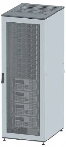DKC Напольный 19" IT-корпус ДКС серии CQE 38U 600х1800х600, двери перфорированная+перфорированная, панели для крыши, кабельный ввод,RAL7011/7035