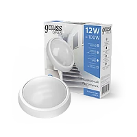 Gauss Светильник ЖКХ ECO 2.0 круг 12W 1000lm 6500K 160-260V IP54 D175*76мм белый