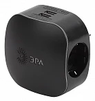 ЭРА SP-3e-USB-BLACK Черный Тройник 3гн 220V + 2xUSB 2100mA, c заземлением, со шторками