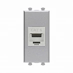 DKC Компьютерная розетка RJ-45 без шторки модульная, кат.6 экранированная, "Avanti", "Закаленная сталь", 1 модуль