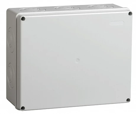 IEK Коробка КМ41342 распаячная для о/п 240х195х90 мм IP55 (RAL7035, монт. плата, кабельные вводы 5 шт)