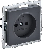 IEK BRITE Розетка 1-местная без заземления без защитных шторок 10А РС10-1-0-БрГ графит