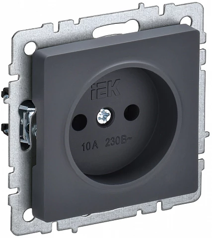 IEK BRITE Розетка 1-местная без заземления без защитных шторок 10А РС10-1-0-БрГ графит