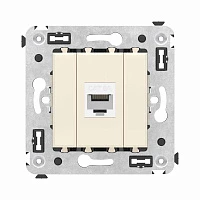 DKC Компьютерная розетка RJ-45 без шторки в стену, кат.6А одинарная, "Avanti", "Ванильная дымка"