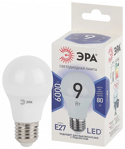 ЭРА LED A60-9W-860-E27 (диод, груша, 9Вт, хол, E27)