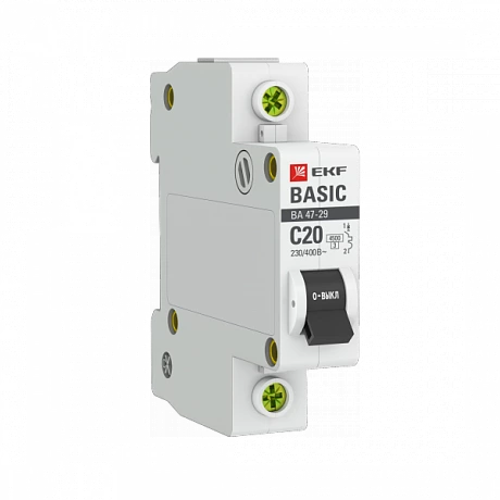 EKF Basic ВА 47-29 Автоматический выключатель  (С) 1P  20А 4,5кА