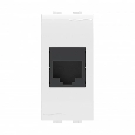 DKC Компьютерная розетка RJ45 кат.5e, Brava, белая, 1 модуль