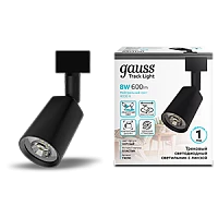 Gauss Светильник трековый цилиндр 8W 600lm 4000K 180-220V IP20 59*164мм черный линза 50º LED 1/50