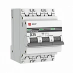 EKF PROxima ВА 47-63M  Автоматический выключатель  (D) 3P 25А 6кА с электромагнитным расцепителем