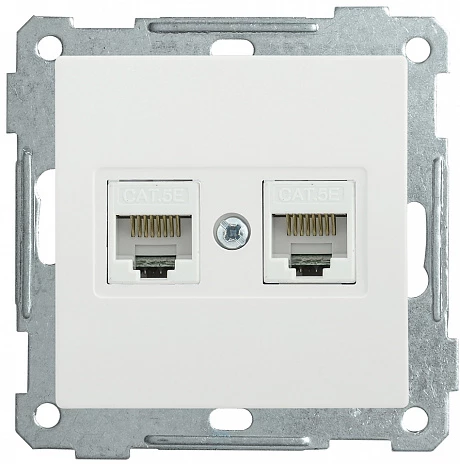 IEK РK10-2-Б Розетка 2-ая комп. RJ45 Cat5e BOLERO белый