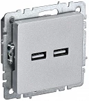 IEK BRITE Роз. USB A+A 3,1А РЮ10-1-БрА алюм.