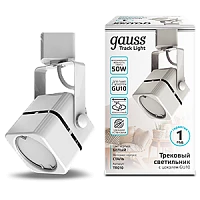 Gauss Светильник трековый куб GU10 220V IP20 60*145мм белый однофазный