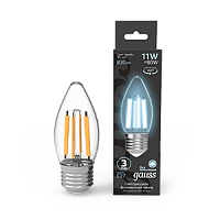 Gauss Лампа Filament Свеча 11W 830lm 4100К Е27 LED 1/10/50