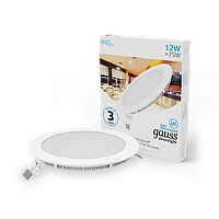 Gauss Светильник Slim круг 12W 990lm 6500K 180-265V IP20 монтаж Ø155 170*22 LED