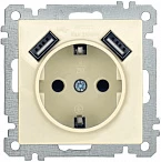 IEK BOLERO BOLERO Розетка Крем USBх2 2,1А с з/к с з/ш 16А РЮш10-1-Б