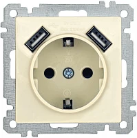 IEK BOLERO BOLERO Розетка Крем USBх2 2,1А с з/к с з/ш 16А РЮш10-1-Б