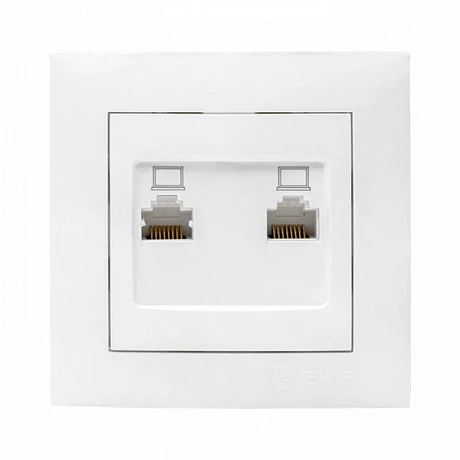 EKF PROxima Валенсия розетка компьютерная RJ-45 2-местная белая