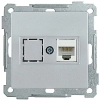 IEK РK10-1-Б Розетка компьютерная RJ45 Cat5e BOLERO серебрянный
